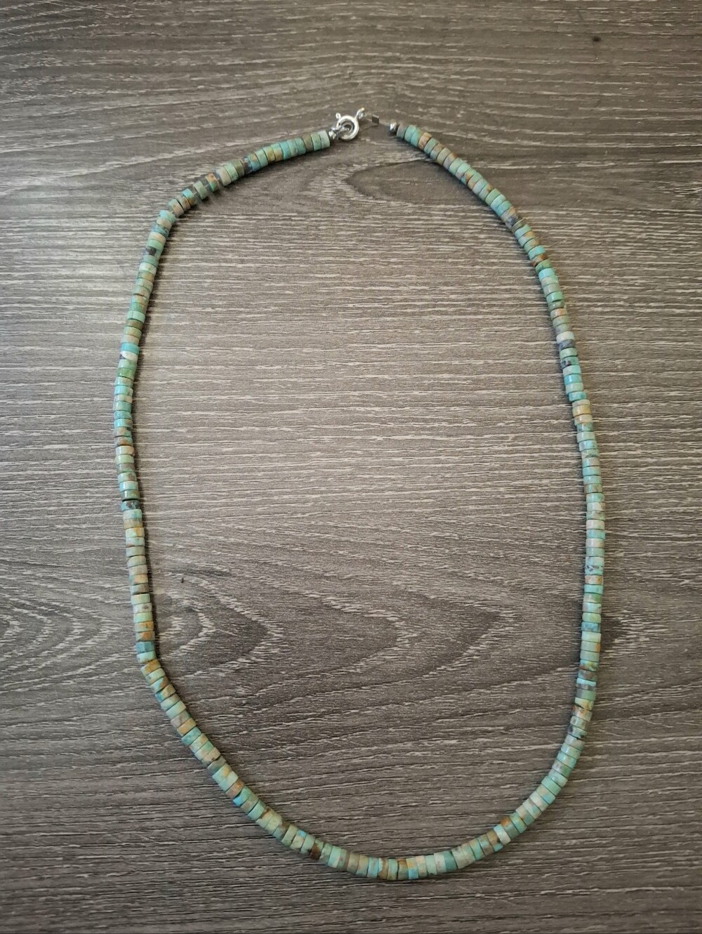 Necklace Heishi Nevada Green Turquoise Sterling Silver 20"
